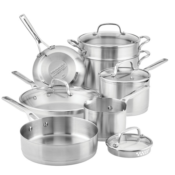 KitchenAid 3Ply Base Stainless Steel Cookware Induction Pots and Pans